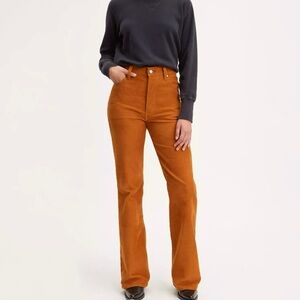 Levi’s Premium Ribcage Flare Corduroy Pants Rust Orange Size 26 High Rise